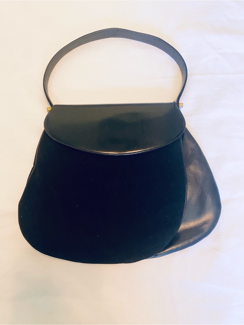 Vintage 50s Coblentz Leather Suede Black Purse Handbag EUC with pouch & mirror